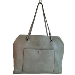 Seven Days Gray Pebbled Faux Leather Double Handle Tote Shoulder Bag